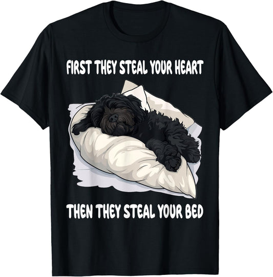 Portuguese Water Dog Sleeping Pajamas Nightgown Men Women Girls Kids T-Shirt - T-Shirt | Black