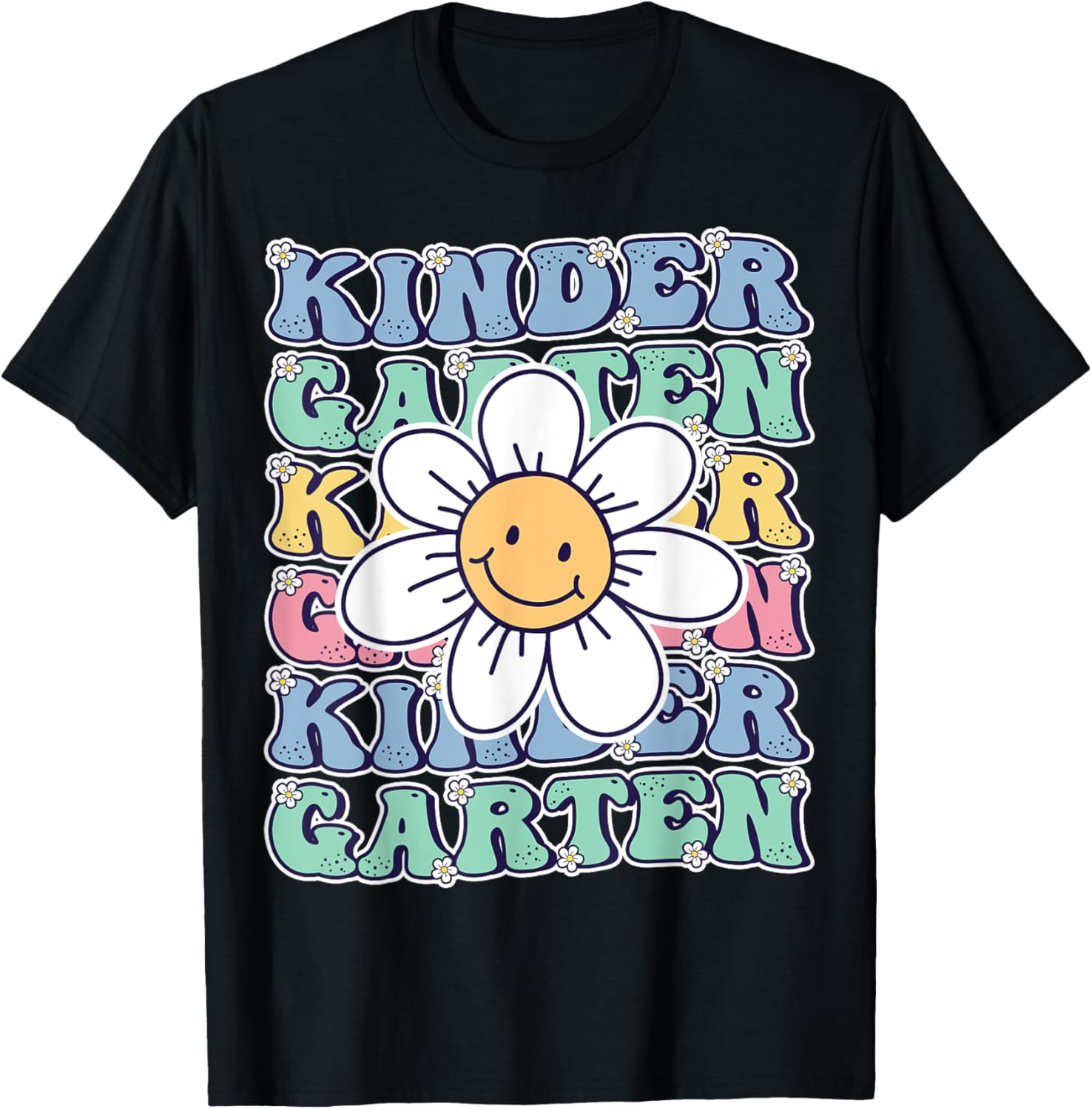 Groovy Kindergarten Back To School First Day of Kindergarten T-Shirt - T-Shirt | Black