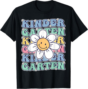 Groovy Kindergarten Back To School First Day of Kindergarten T-Shirt - T-Shirt | Black