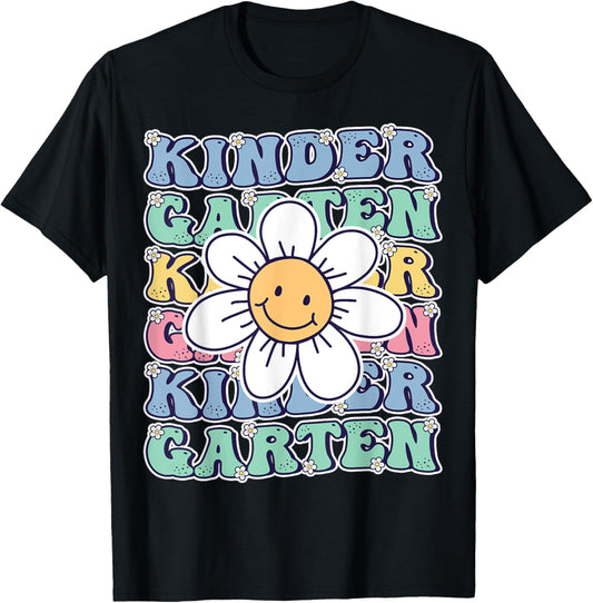 Groovy Kindergarten Back To School First Day of Kindergarten T-Shirt - T-Shirt | Black