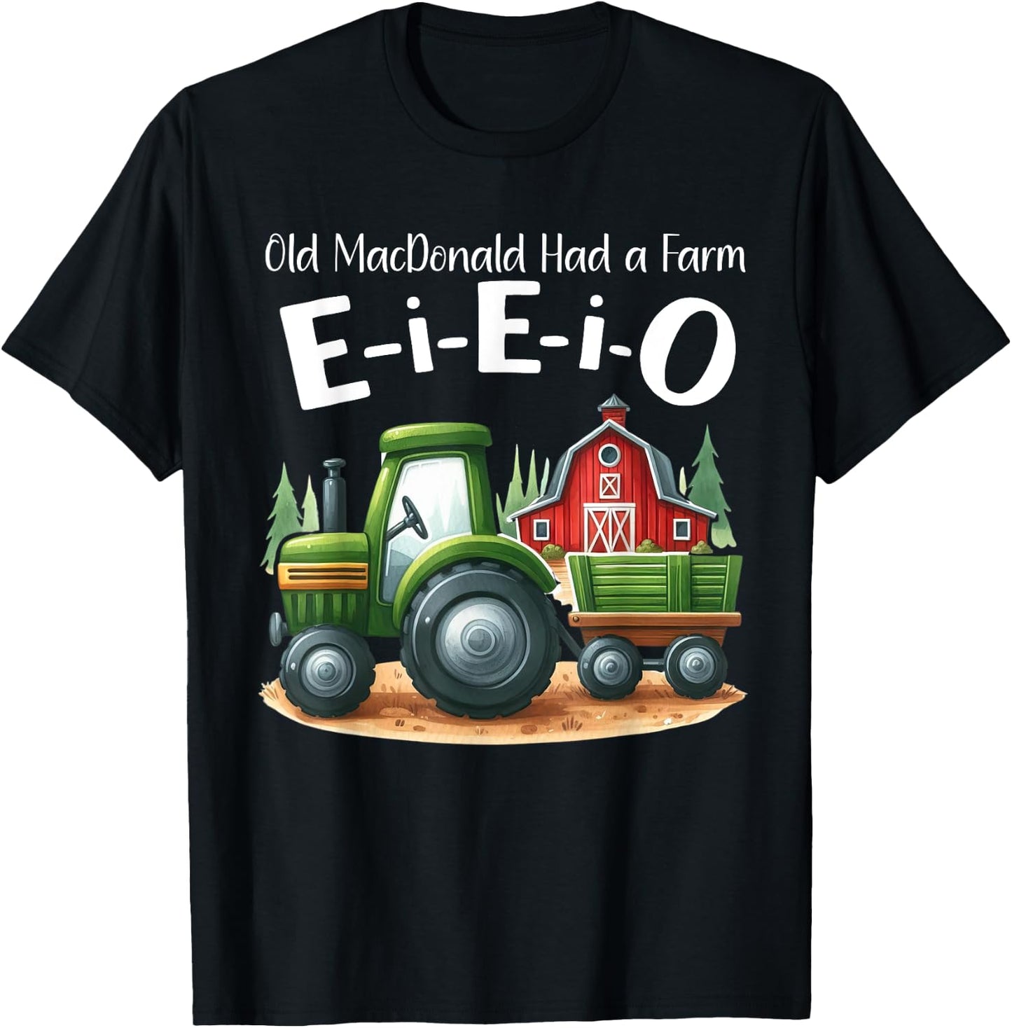 Toddler Kids Old MacDonald Had a Farm E-I-E-I-O Nursery Song T-Shirt - T-Shirt | Black