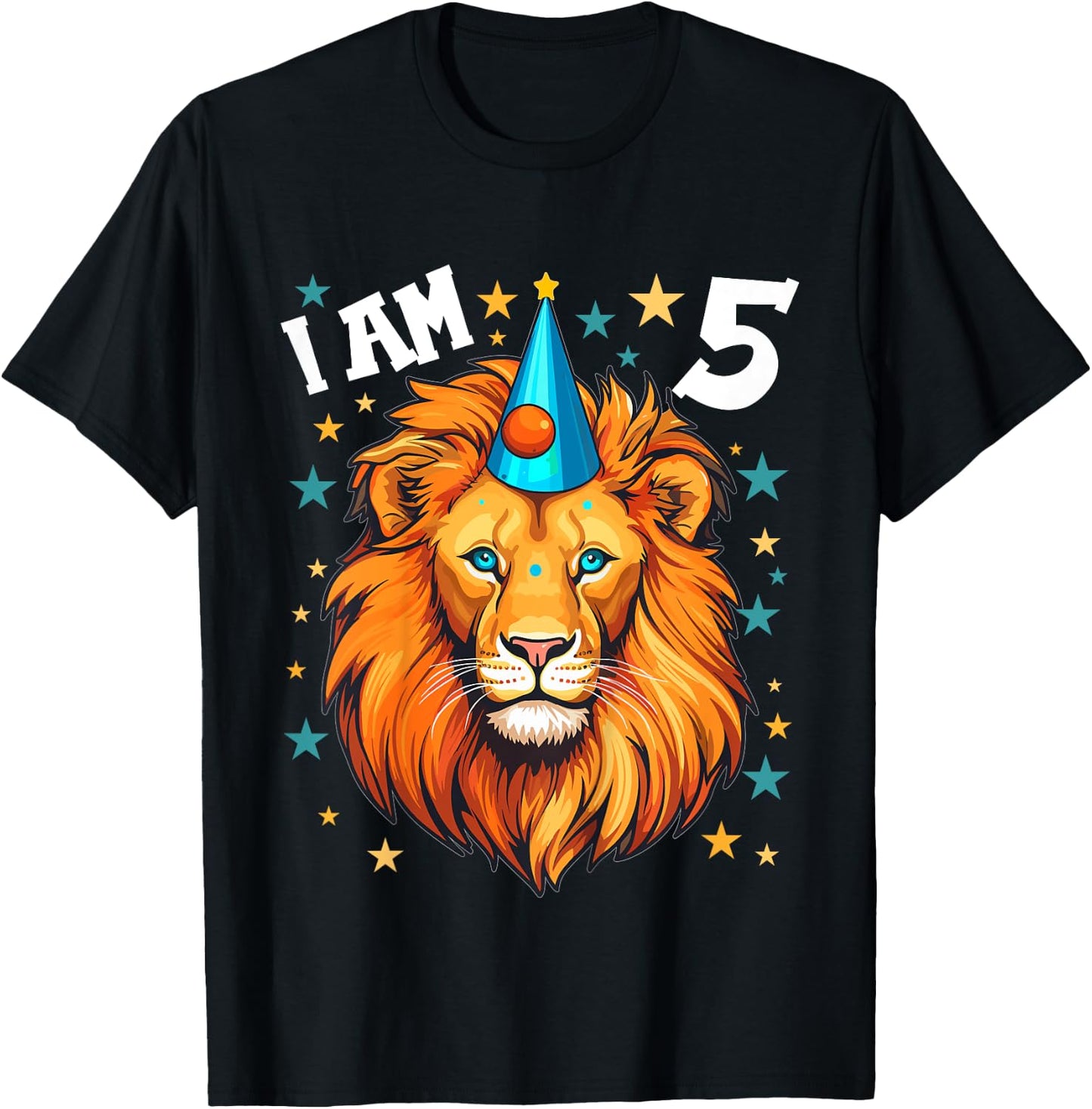 5 Years old Boy and Girl Lions 5th birthday Lion T-Shirt - T-Shirt | Black