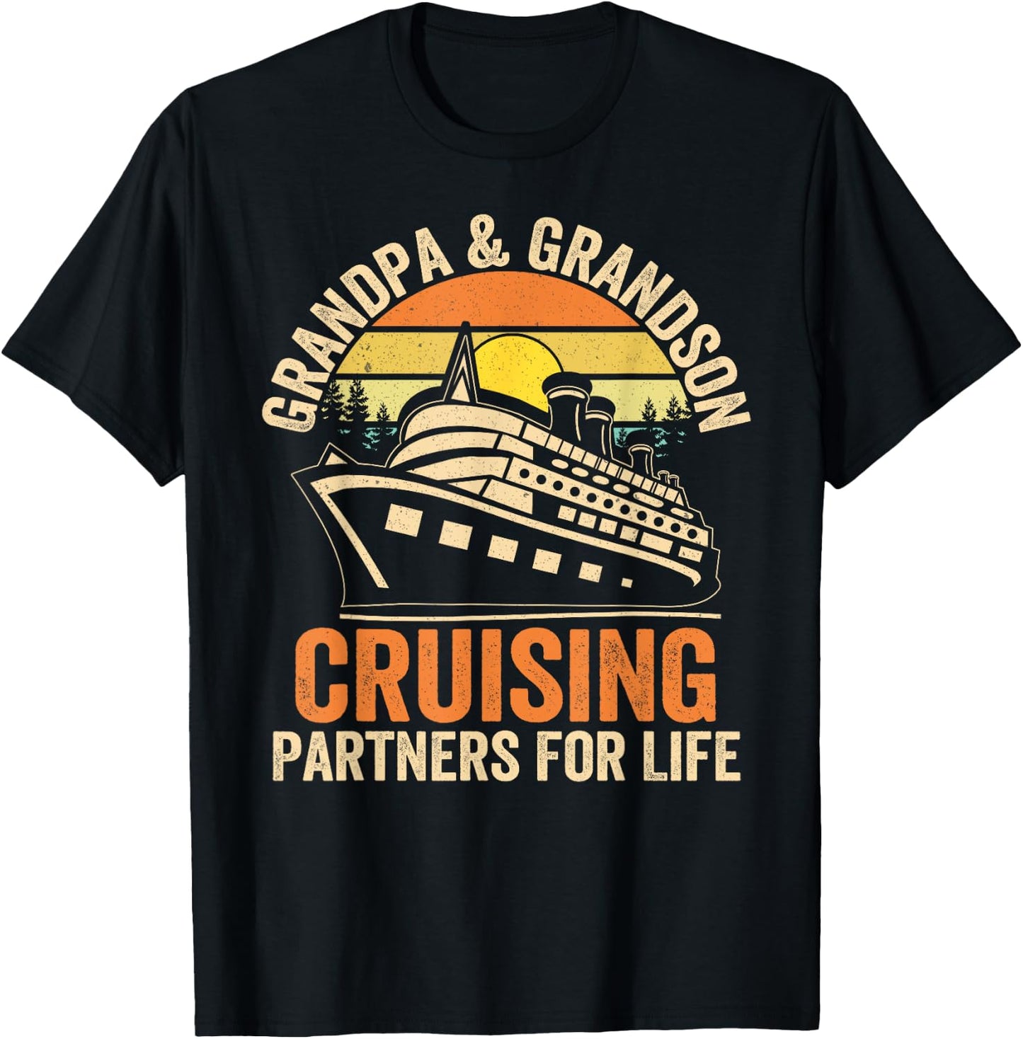 Grandpa Grandson Cruising Partner For Life Cruise Vacations T-Shirt - T-Shirt | Black
