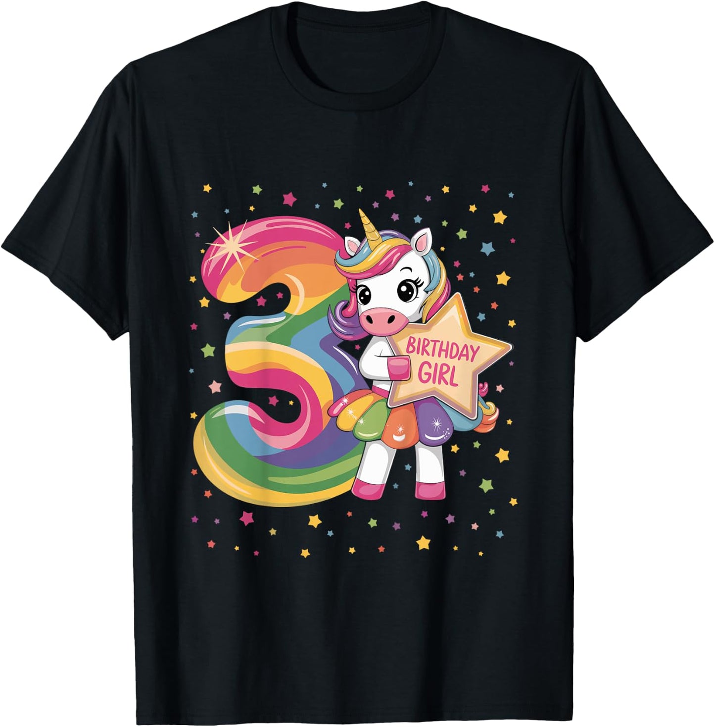 3 Year Old Unicorn 3nd Birthday Girl T-Shirt - T-Shirt | Black