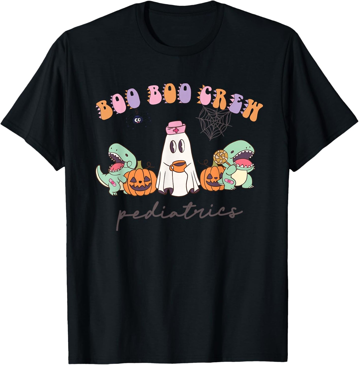 Boo Boo Crew Pediatrics Nurse Dinosaur Halloween PEDS Crew T-Shirt - T-Shirt | Black
