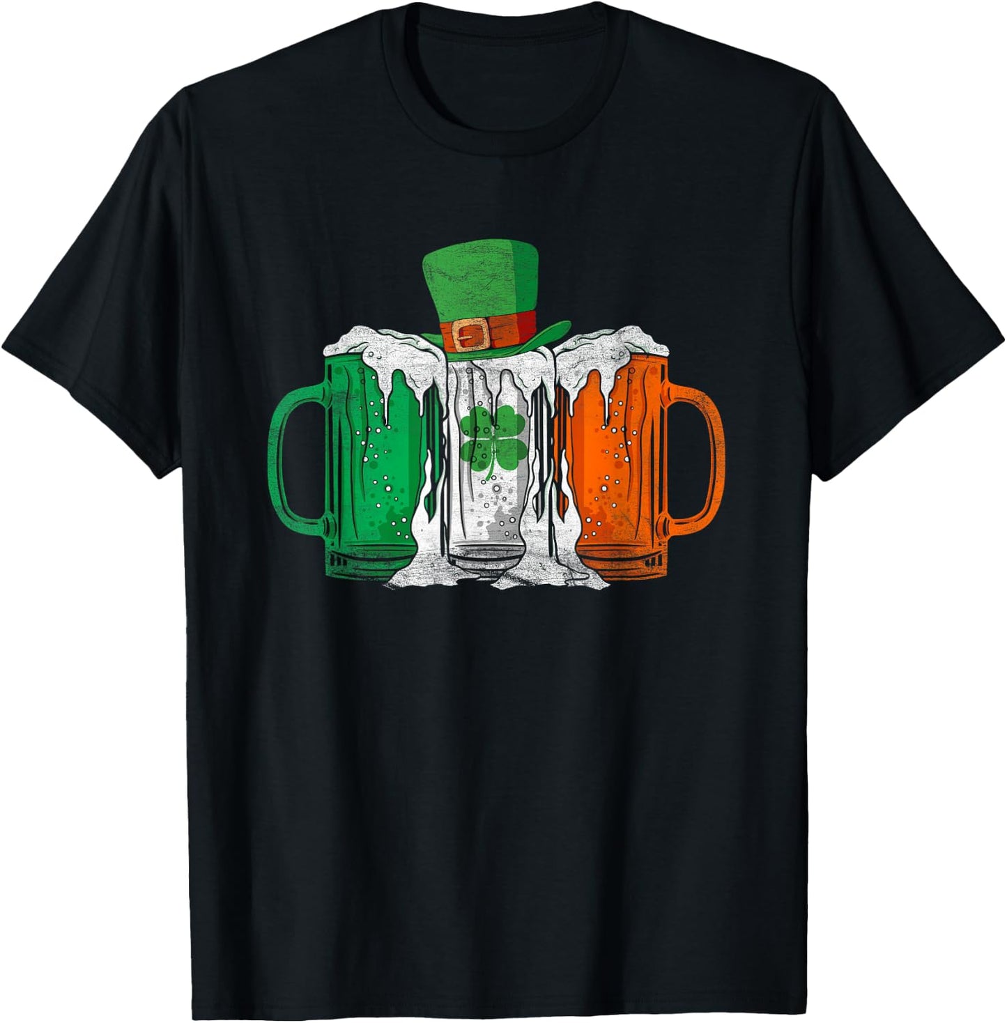 Irish Flag Ireland Beer St Patrick's Day Drink T-Shirt - T-Shirt | Black