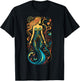 Mermaid Mandala Graphic Artwork Art Mermaid T-Shirt - T-Shirt | Black