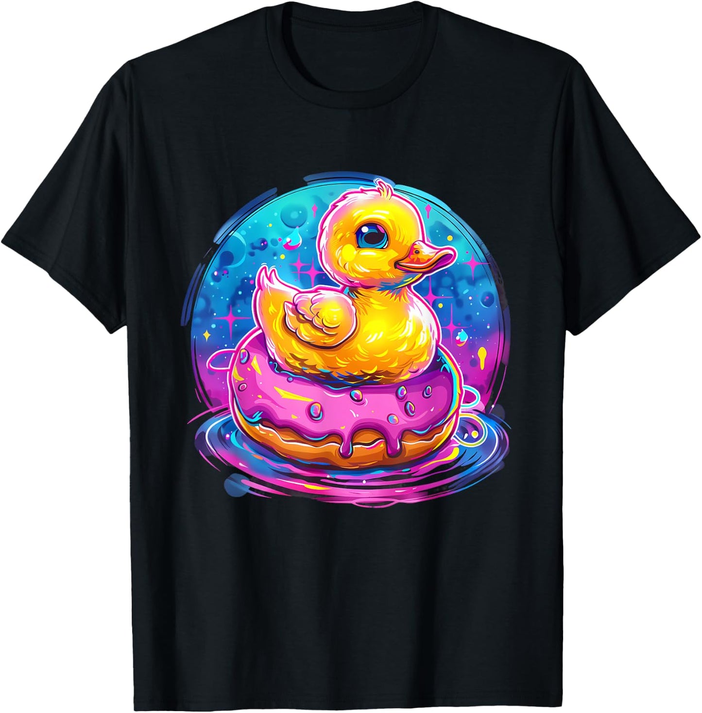 Rubber Duck Rubber Duckling Duck Lover Rubber Duckie Donut T-Shirt - T-Shirt | Black