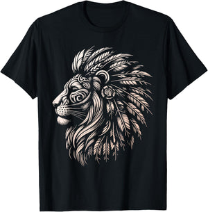 Native American Indian Day Pride Indigenous Cherokee Lion T-Shirt - T-Shirt | Black