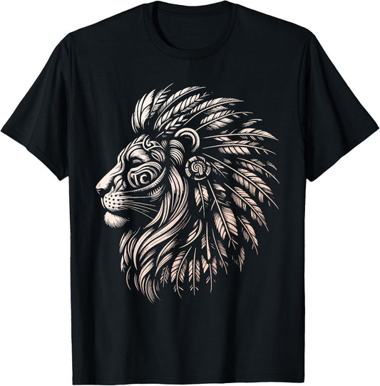 Native American Indian Day Pride Indigenous Cherokee Lion T-Shirt - T-Shirt | Black