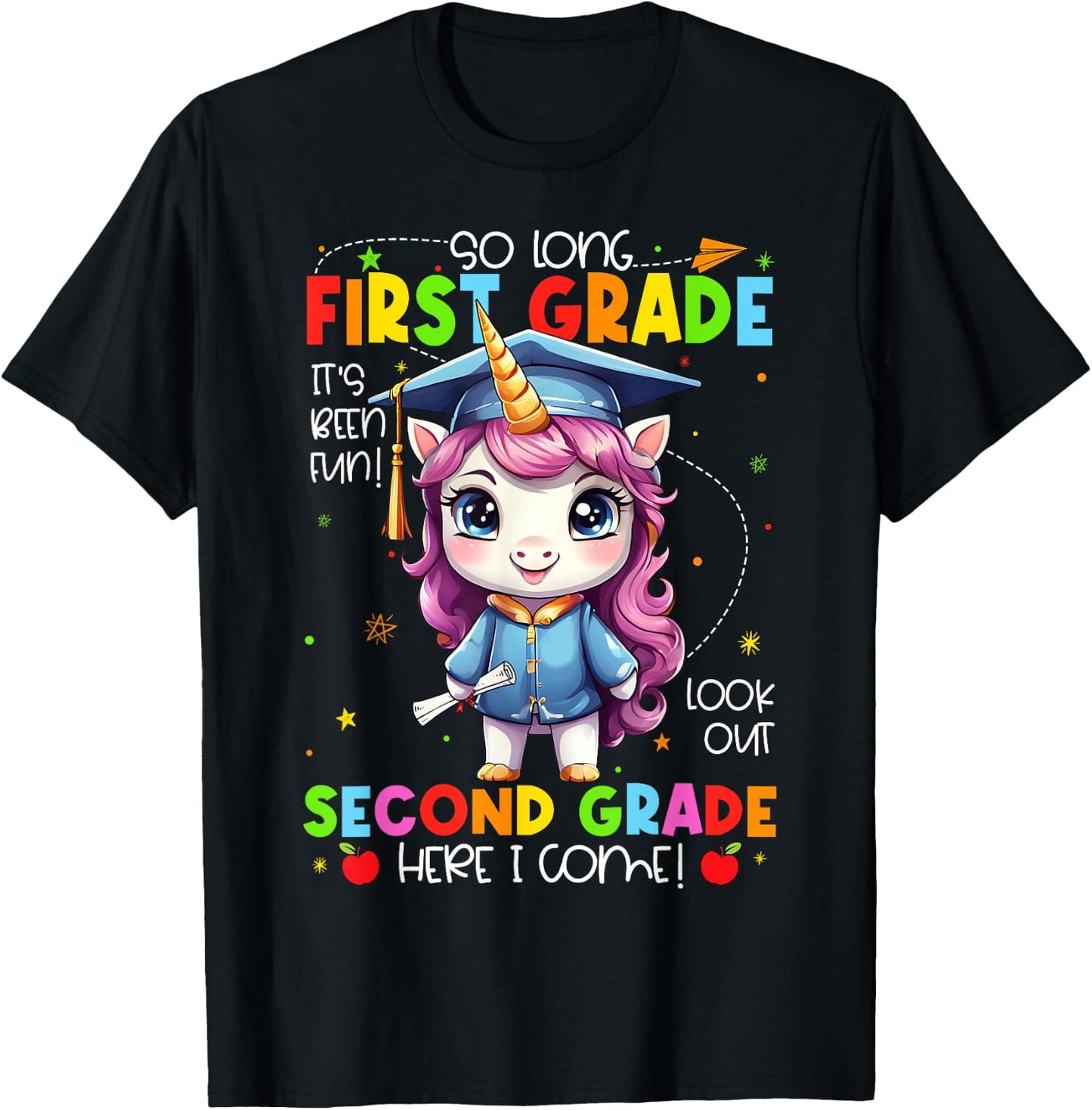 Unicorn So Long 1st Grade Graduation Last Day Of School T-Shirt - T-Shirt | Black