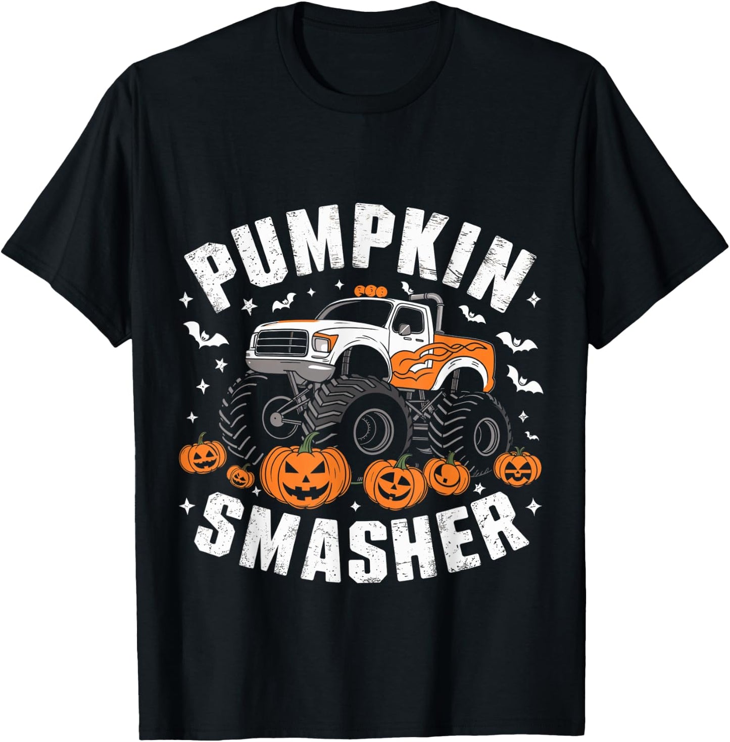 Pumpkin Smasher Halloween Monster Truck Dad Mom Kids T-Shirt - T-Shirt | Black