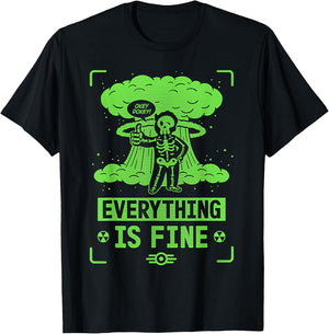 Okey Dokey Everything Is Fine Skeleton T-Shirt - T-Shirt | Black