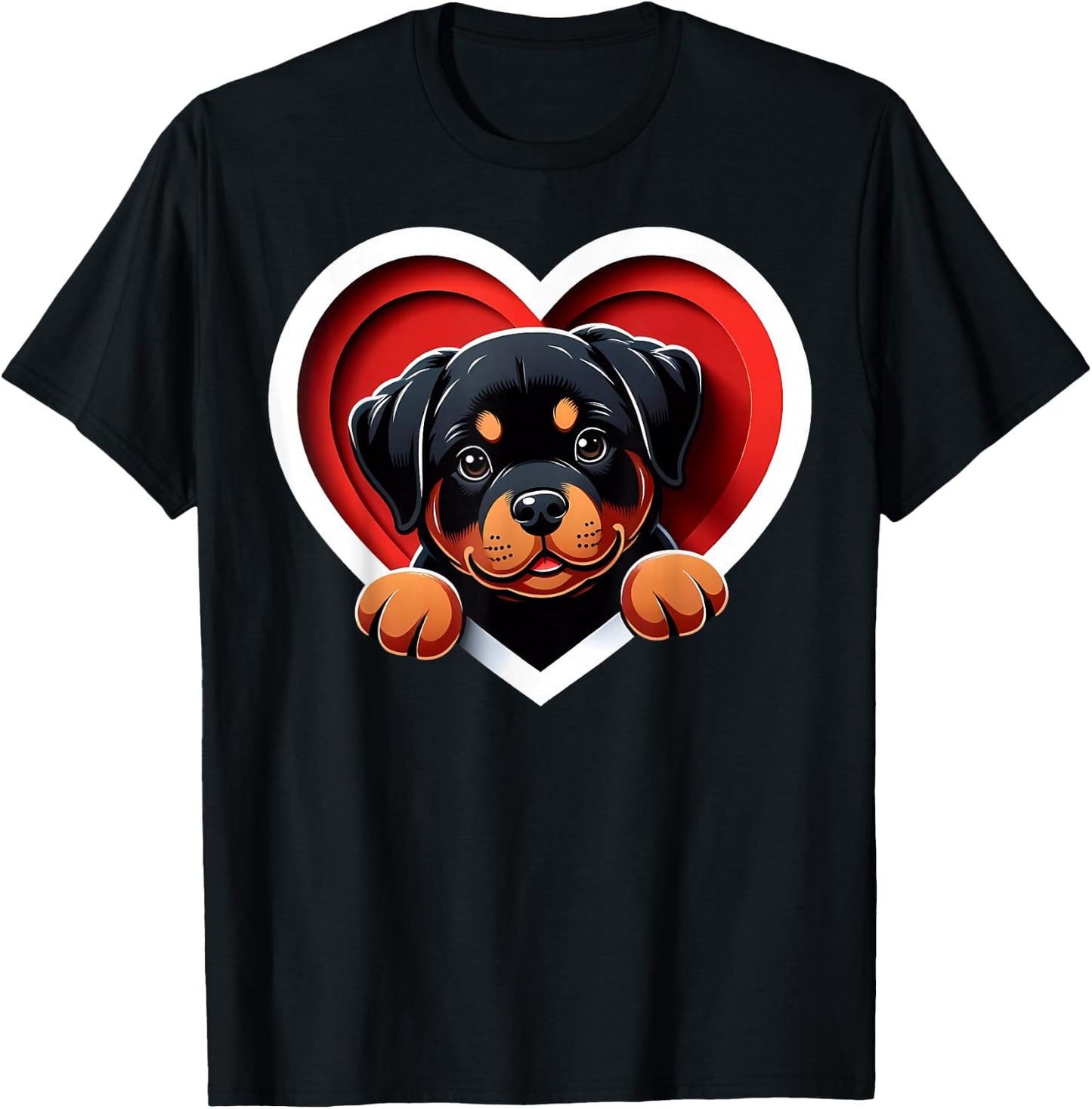 Rottweiler Heart Cute Rottie Puppy Dog Lover T-Shirt - T-Shirt | Black