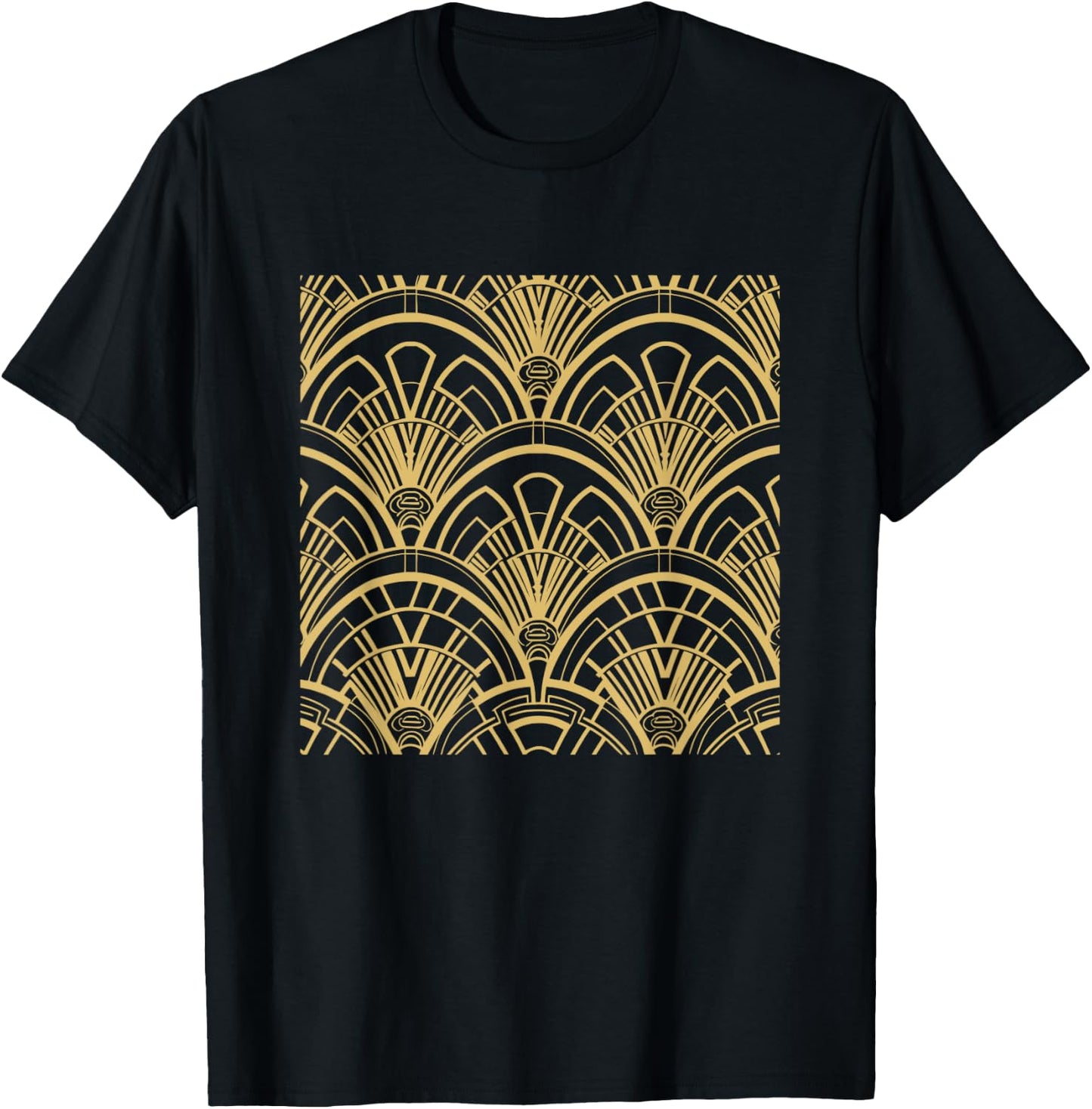 Black & Gold Pattern Art Deco T-Shirt - T-Shirt | Black