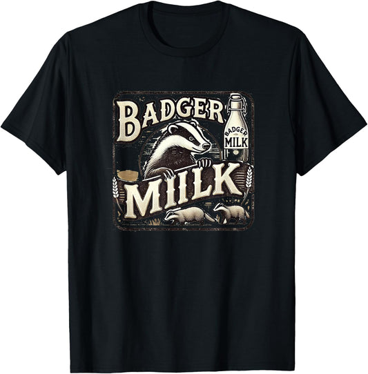 Funny Animal Badger Milk Vintage Advertising T-Shirt - T-Shirt | Black