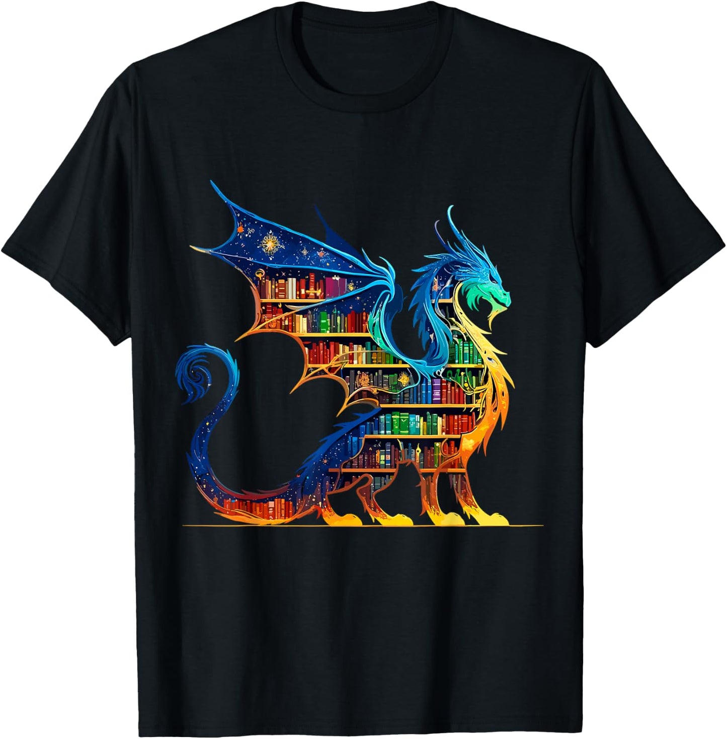 Book Dragon Reading Book Lover T-Shirt - T-Shirt | Black