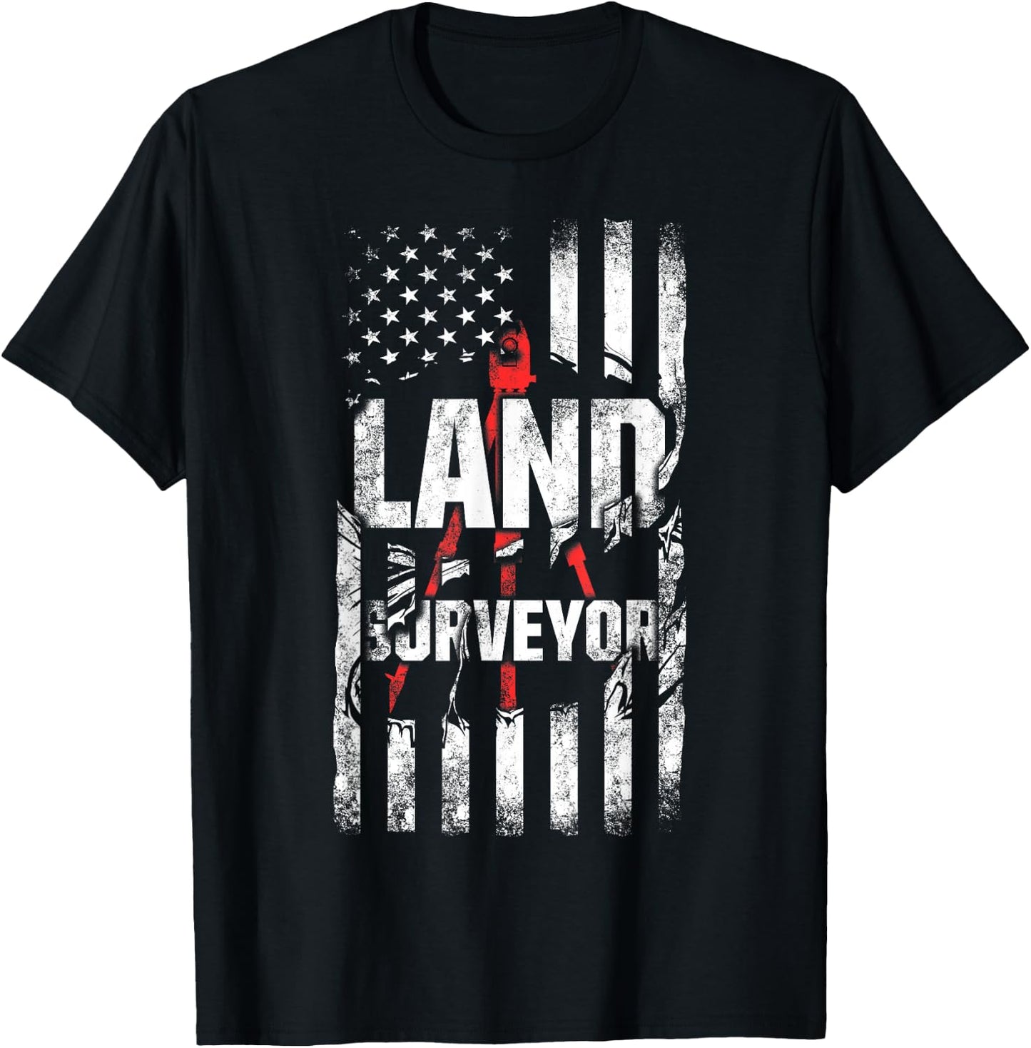 Land Surveying Flag Funny Surveyor Gifts T-Shirt - T-Shirt | Black
