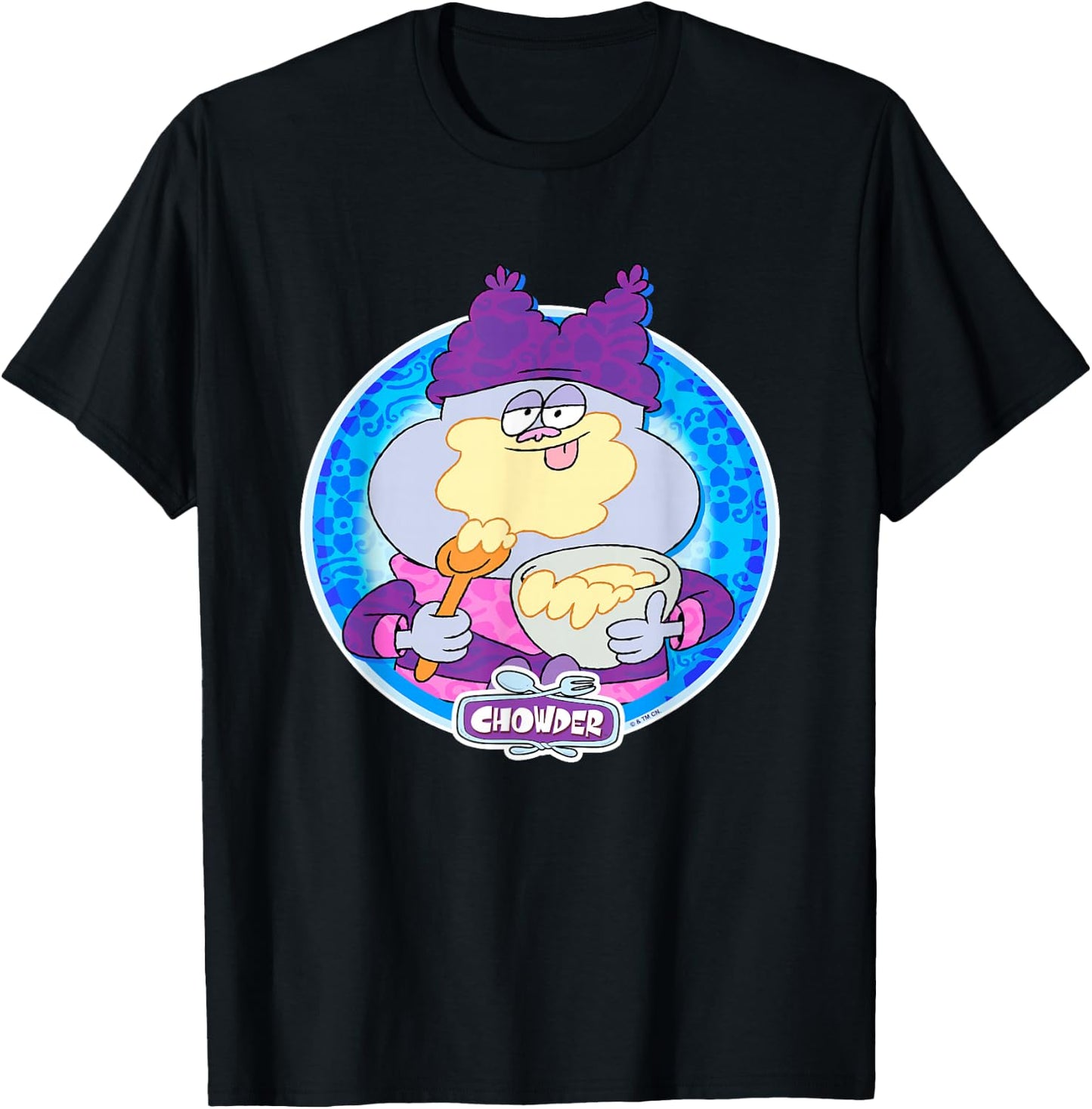 Chowder Licking The Spoon With Bowl Mix Vintage Portrait T-Shirt - T-Shirt | Black