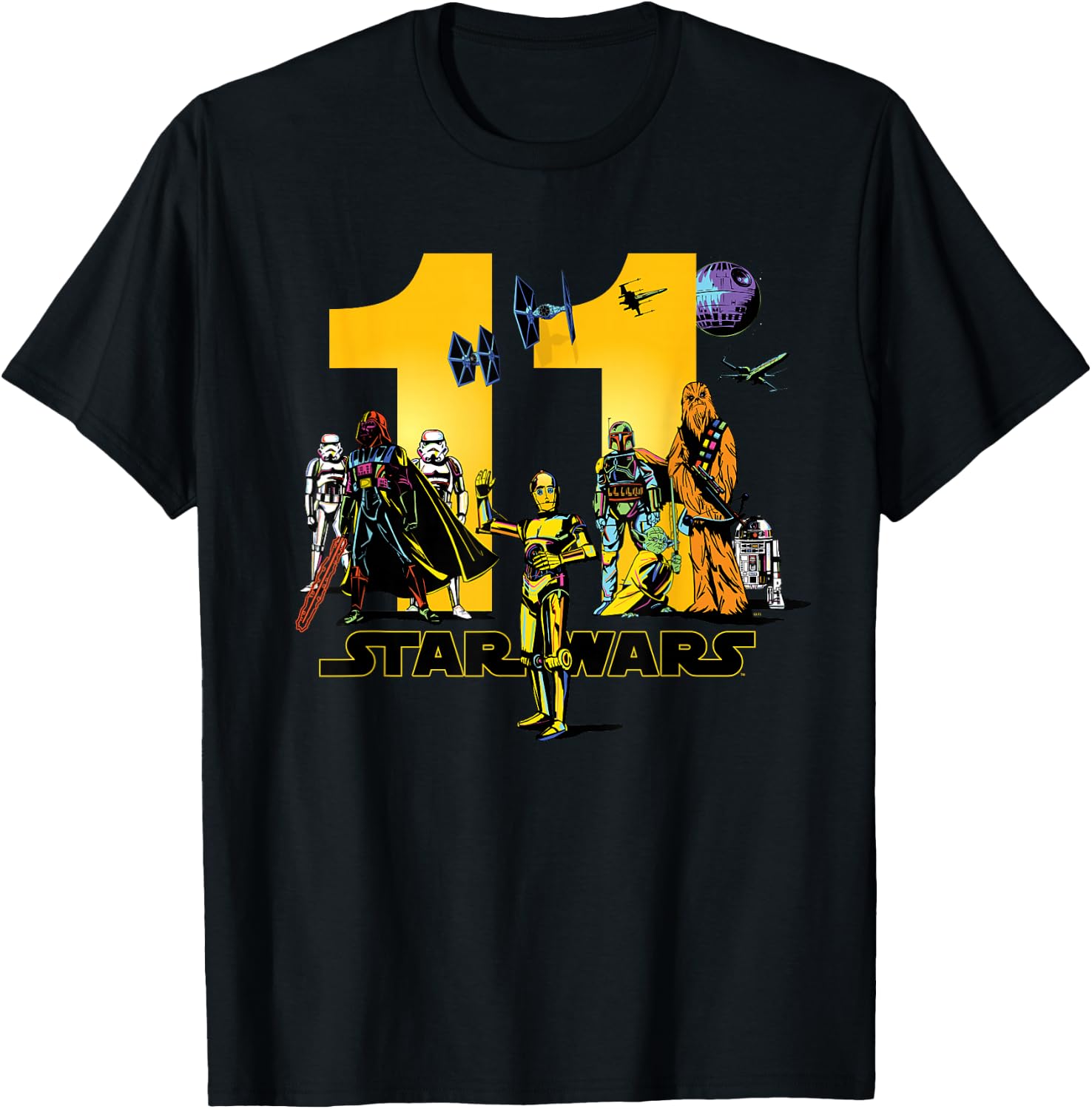 Star Wars Classic Characters Eleventh Birthday 11 Years Old T-Shirt - T-Shirt | Black