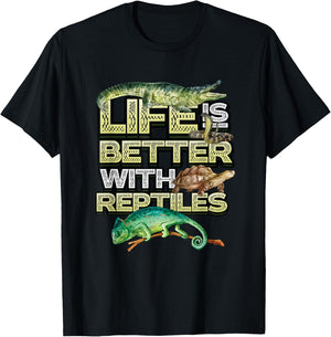 Reptile Lover - Life Is Better With Reptiles T-Shirt - T-Shirt | Black