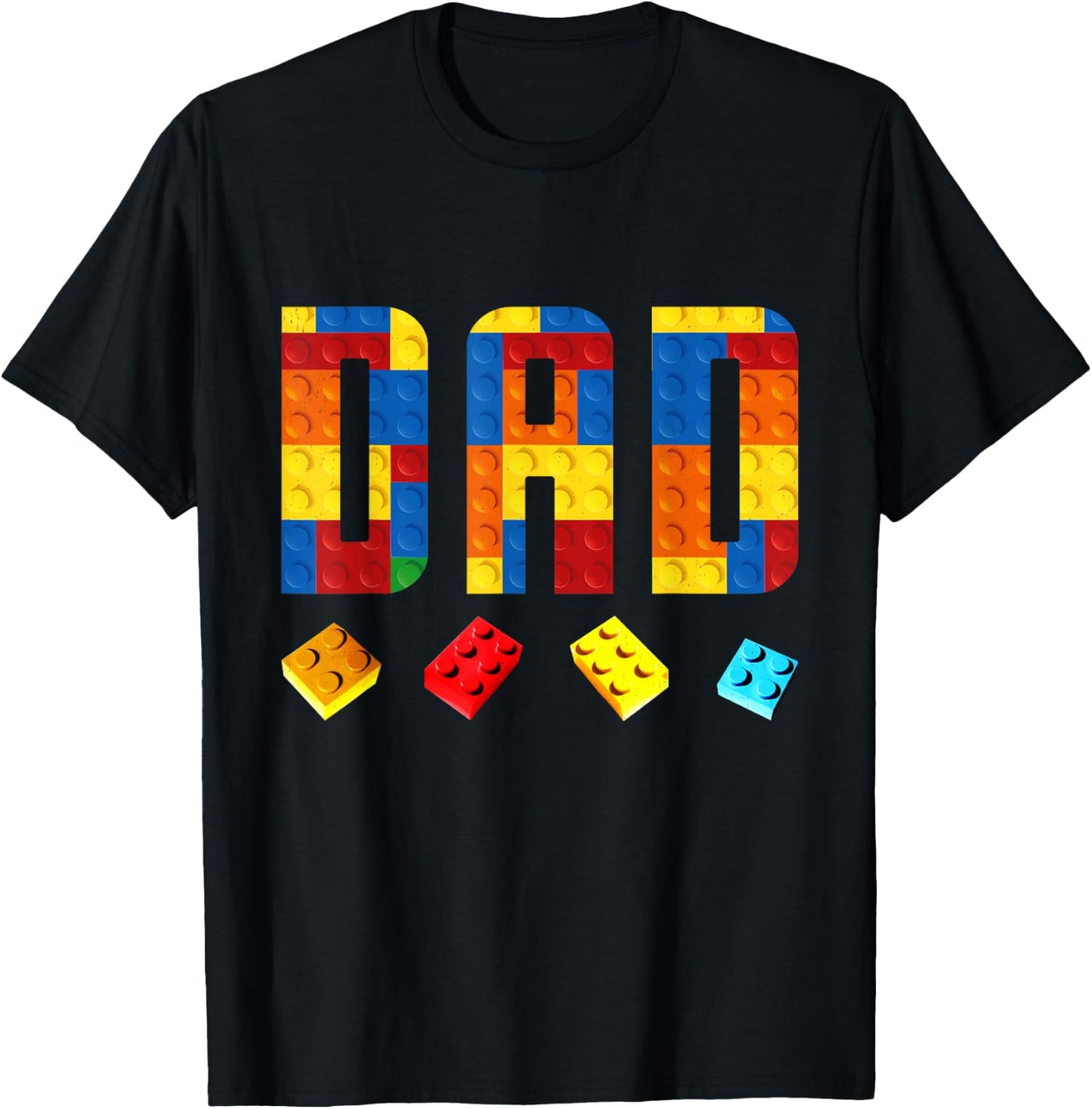 Dad Master Builder Building Blocks Birthday Family Matching T-Shirt - T-Shirt | Black