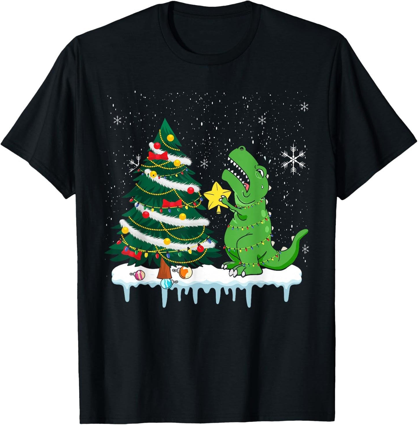 Struggle Is Real Dinosaur T Rex Christmas Tree Star Kids T-Shirt - T-Shirt | Black
