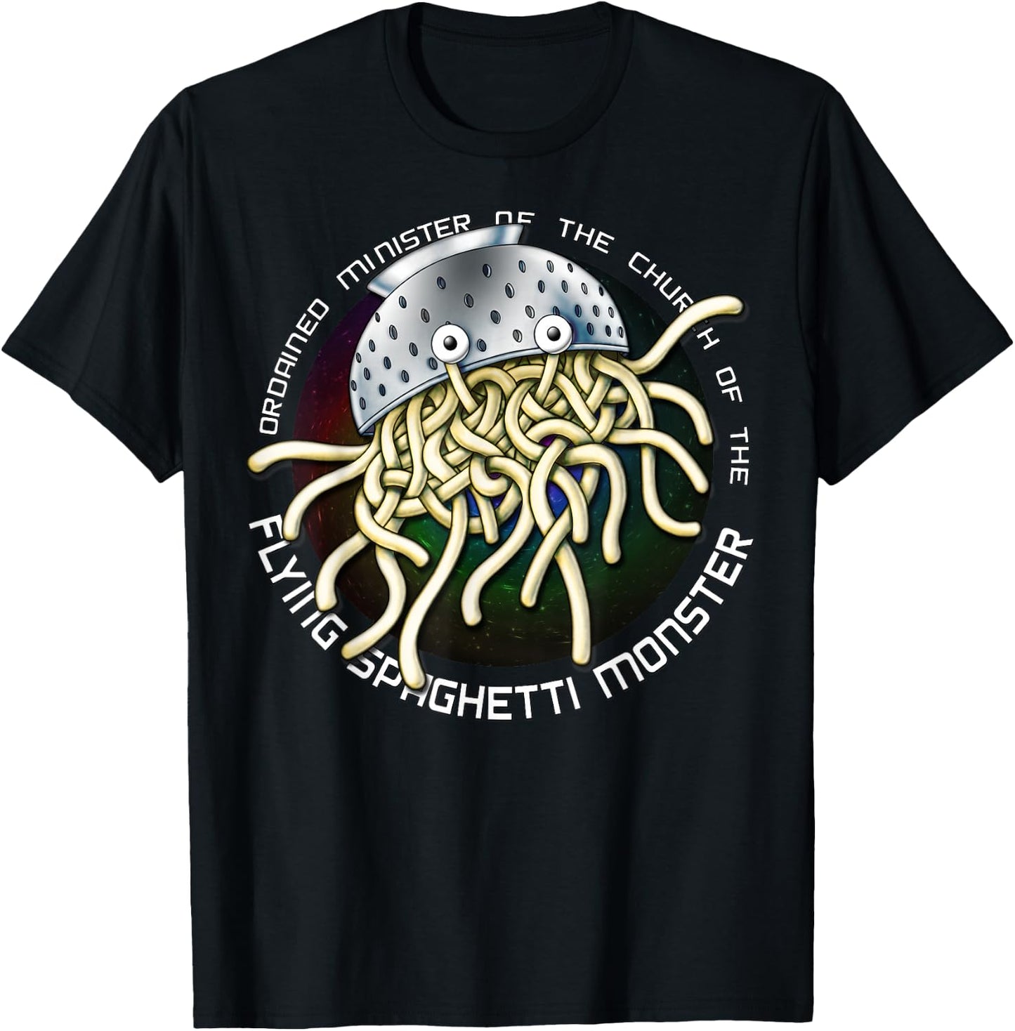 Ordained Minister Church of the Flying Spaghetti Monster FSM T-Shirt - T-Shirt | Black