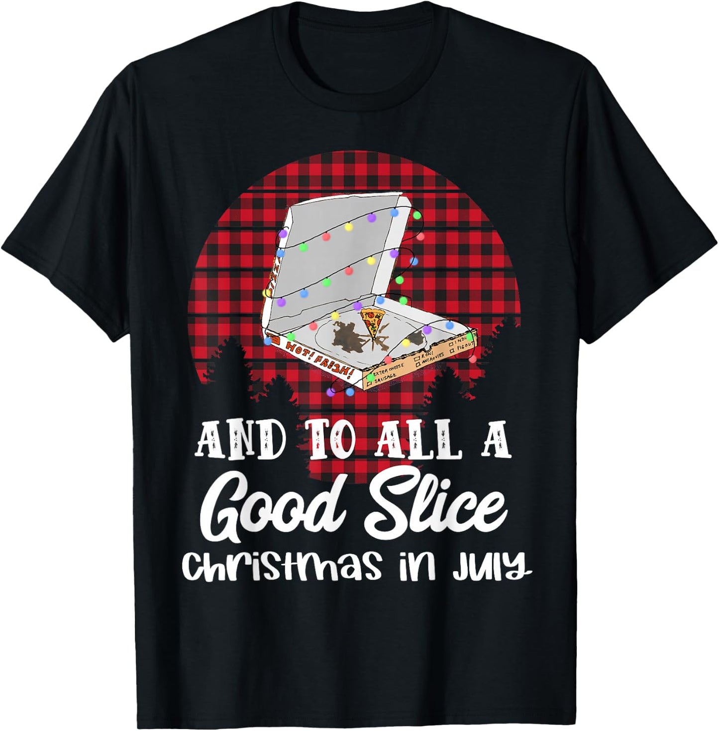 Funny Pizza Christmas in July Summer Beach Vacation Men Women Kids T-Shirt - T-Shirt | Black
