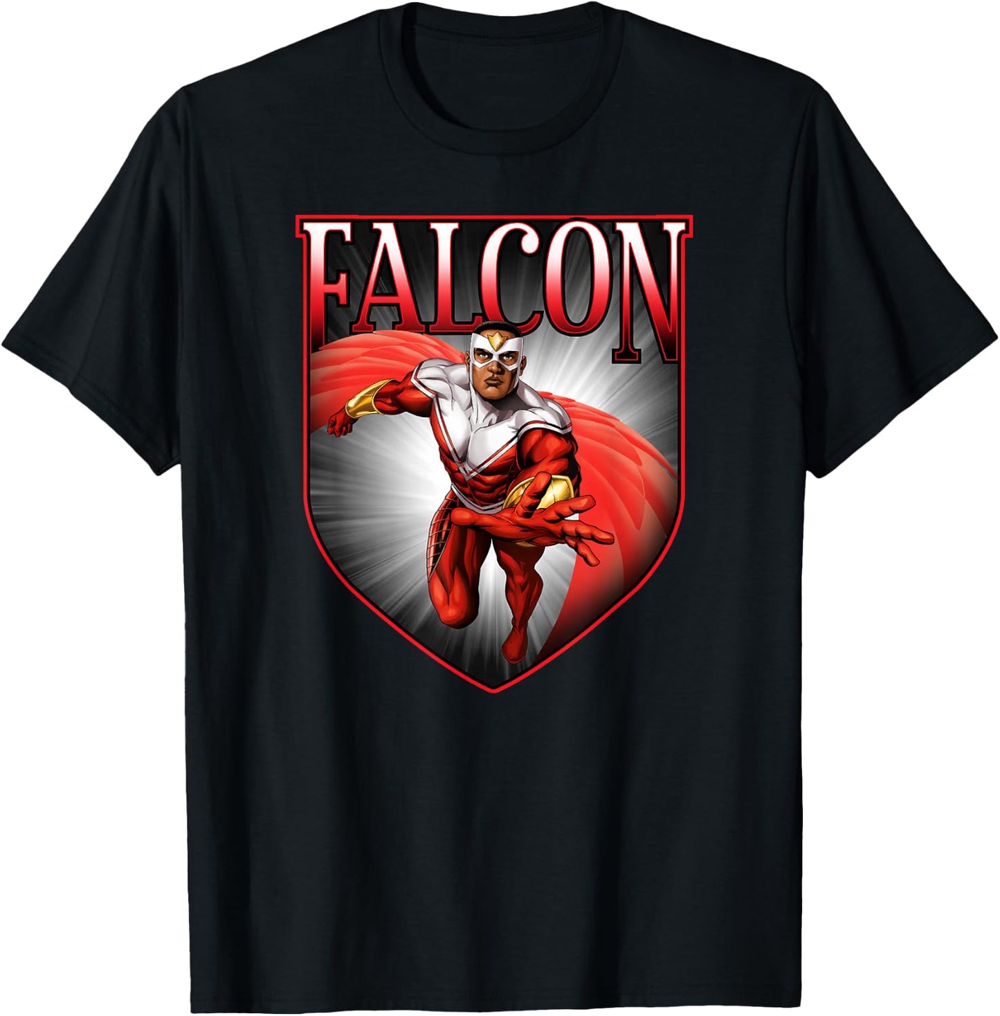 Marvel Avengers Falcon Graphic Comic Color Badge T-Shirt - T-Shirt | Black