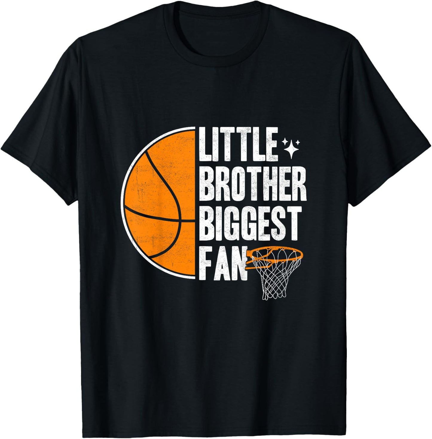 Kids Basketball Little brother Biggest Fan Basketball brother T-Shirt - T-Shirt | Black