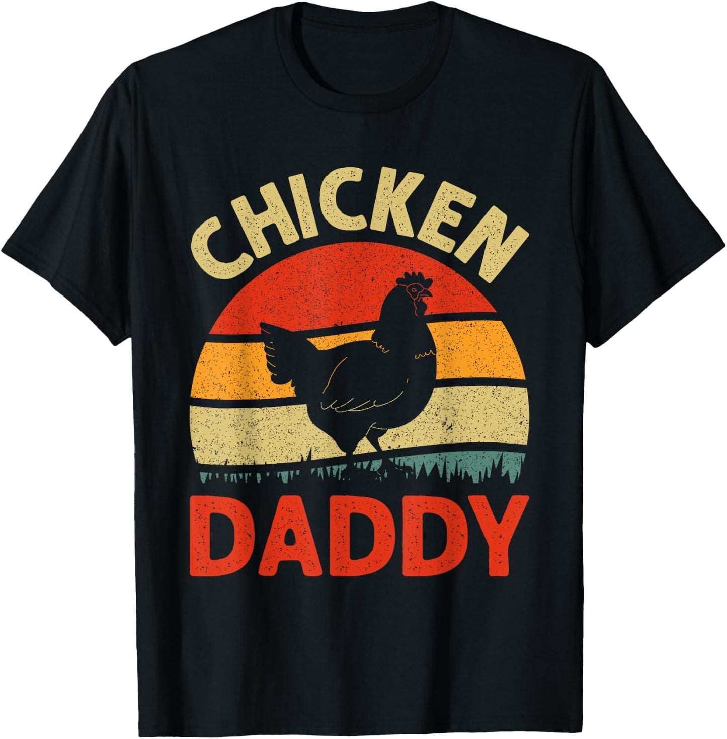 Funny Chicken Daddy Design For Dad Men Farmer Chicken Lover T-Shirt - T-Shirt | Black