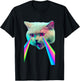 Laser Eyes Space Cat Funny Laser Cat Cute Space Cat Kitten T-Shirt - T-Shirt | Black