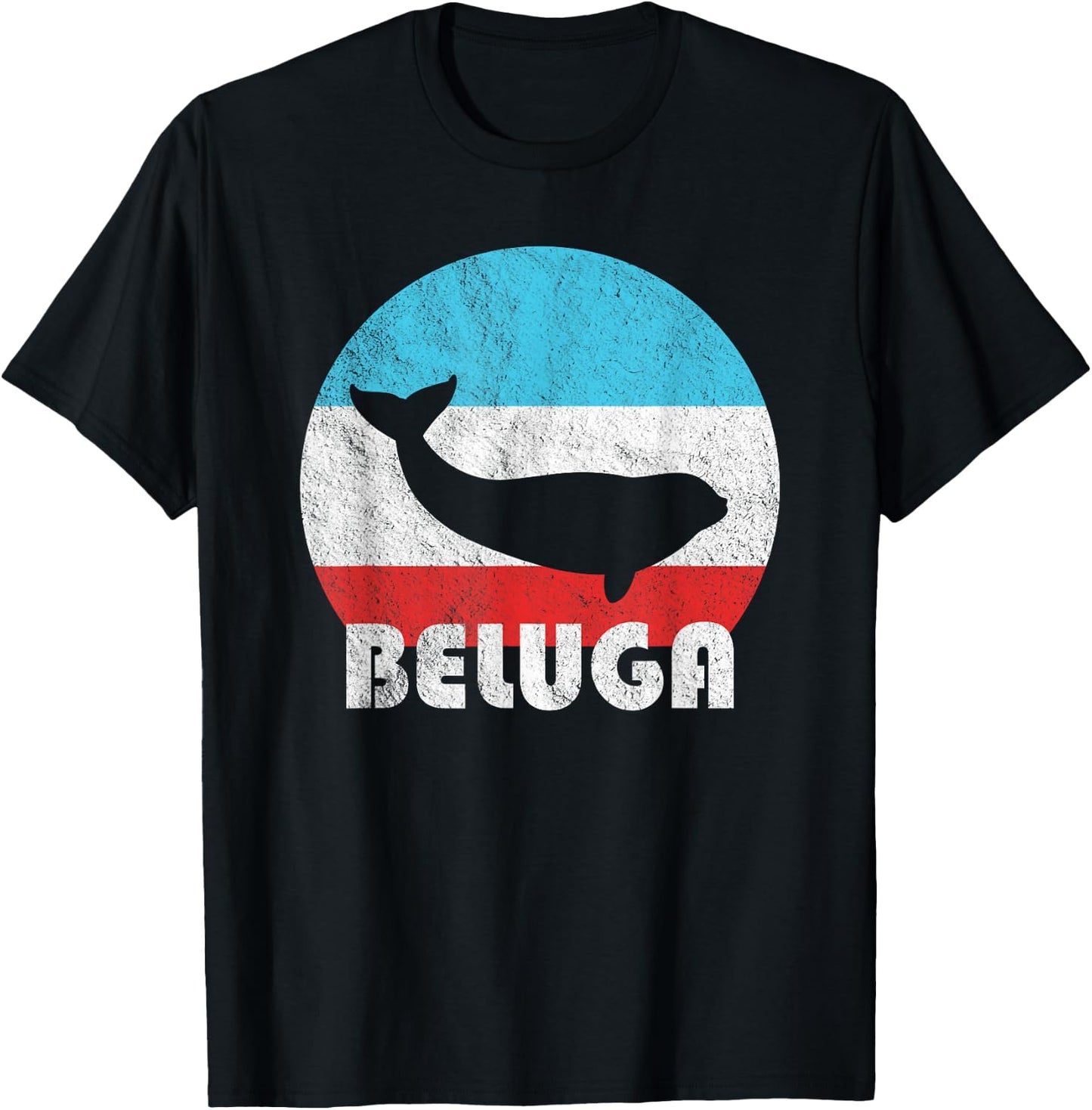 Beluga Whale Vintage Retro Silhouette Gift T-Shirt - T-Shirt | Black