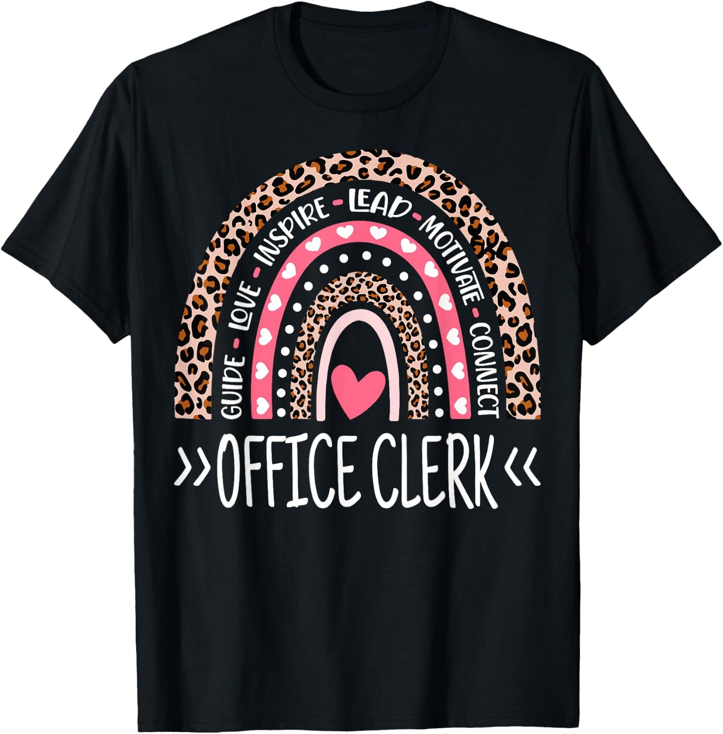 Funny Office Clerk Rainbow Leopard Print Office Clerk T-Shirt - T-Shirt | Black