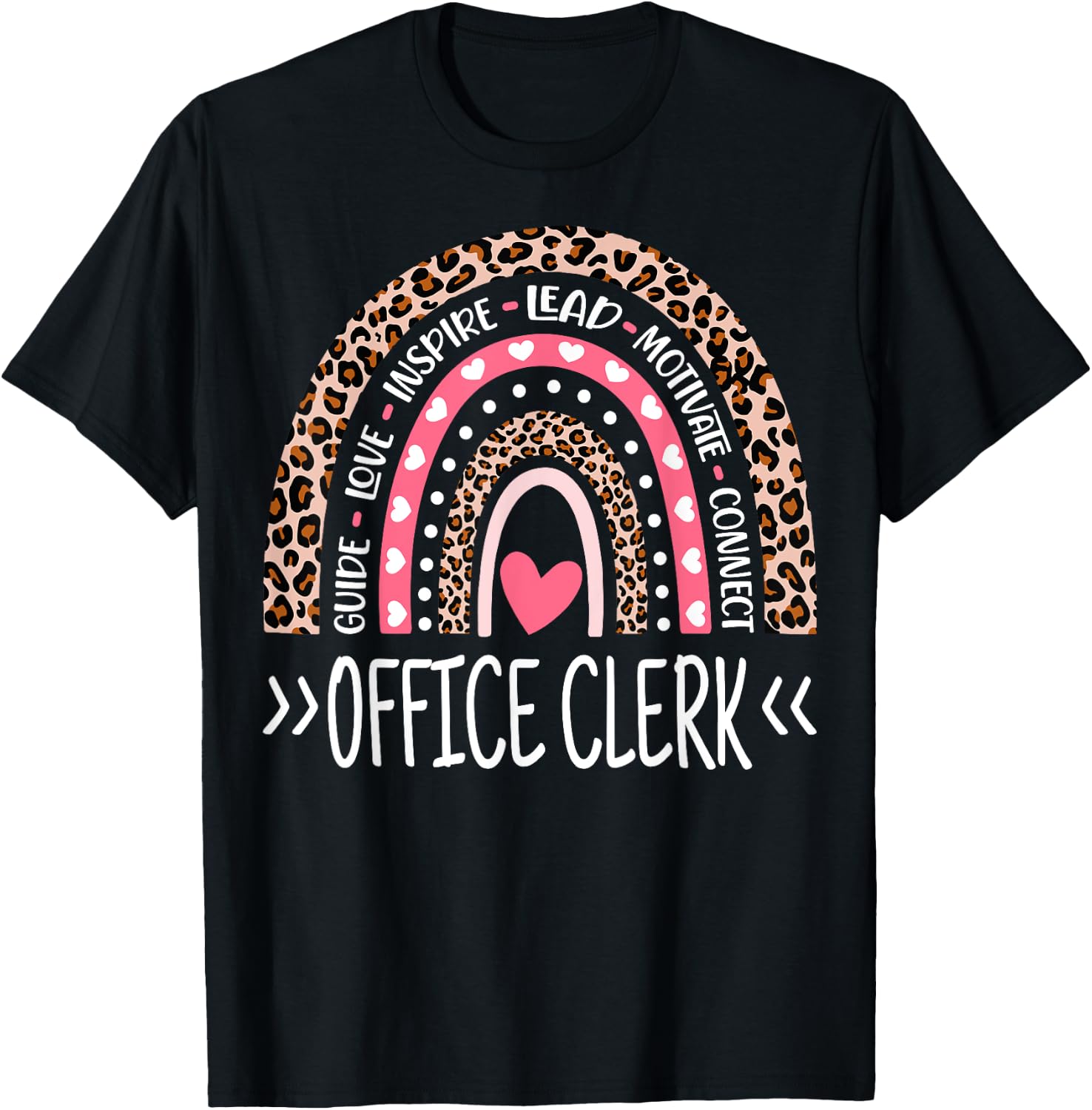 Funny Office Clerk Rainbow Leopard Print Office Clerk T-Shirt - T-Shirt | Black