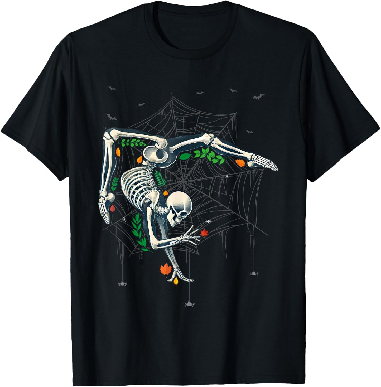 Skeleton Gymnast Lazy Halloween Costume Funny Gymnastics T-Shirt - T-Shirt | Black