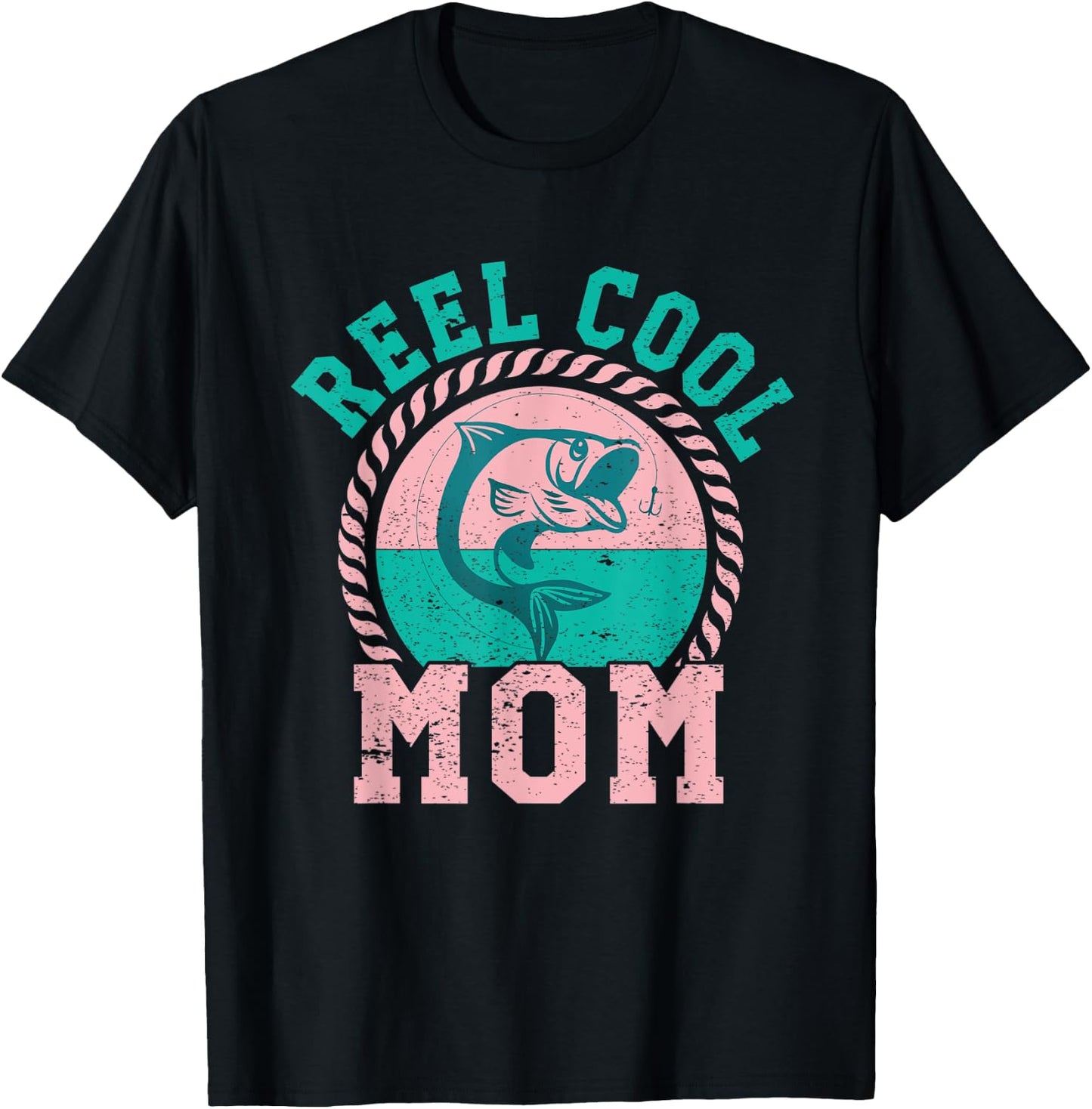 FISHING REEL COOL MOM Bass Lover T-Shirt - T-Shirt | Black