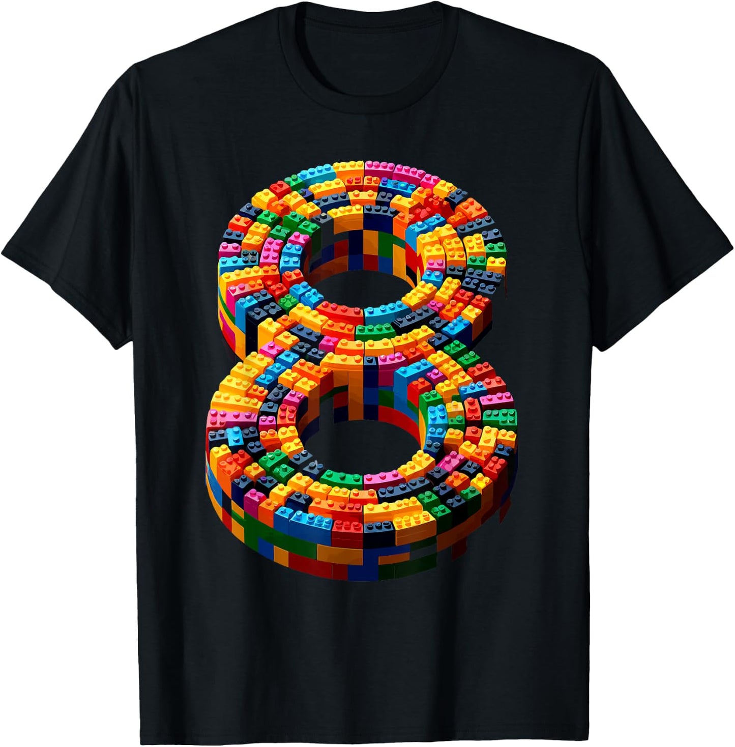 8 Year Old Blocks Building Master Builder 8th Birthday Boy T-Shirt - T-Shirt | Black
