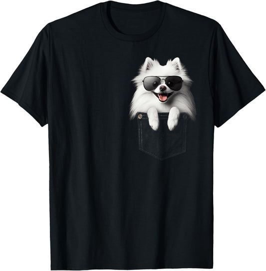 Pocket American Eskimo Dog Cute Dog Lover Owner Gift T-Shirt - T-Shirt | Black