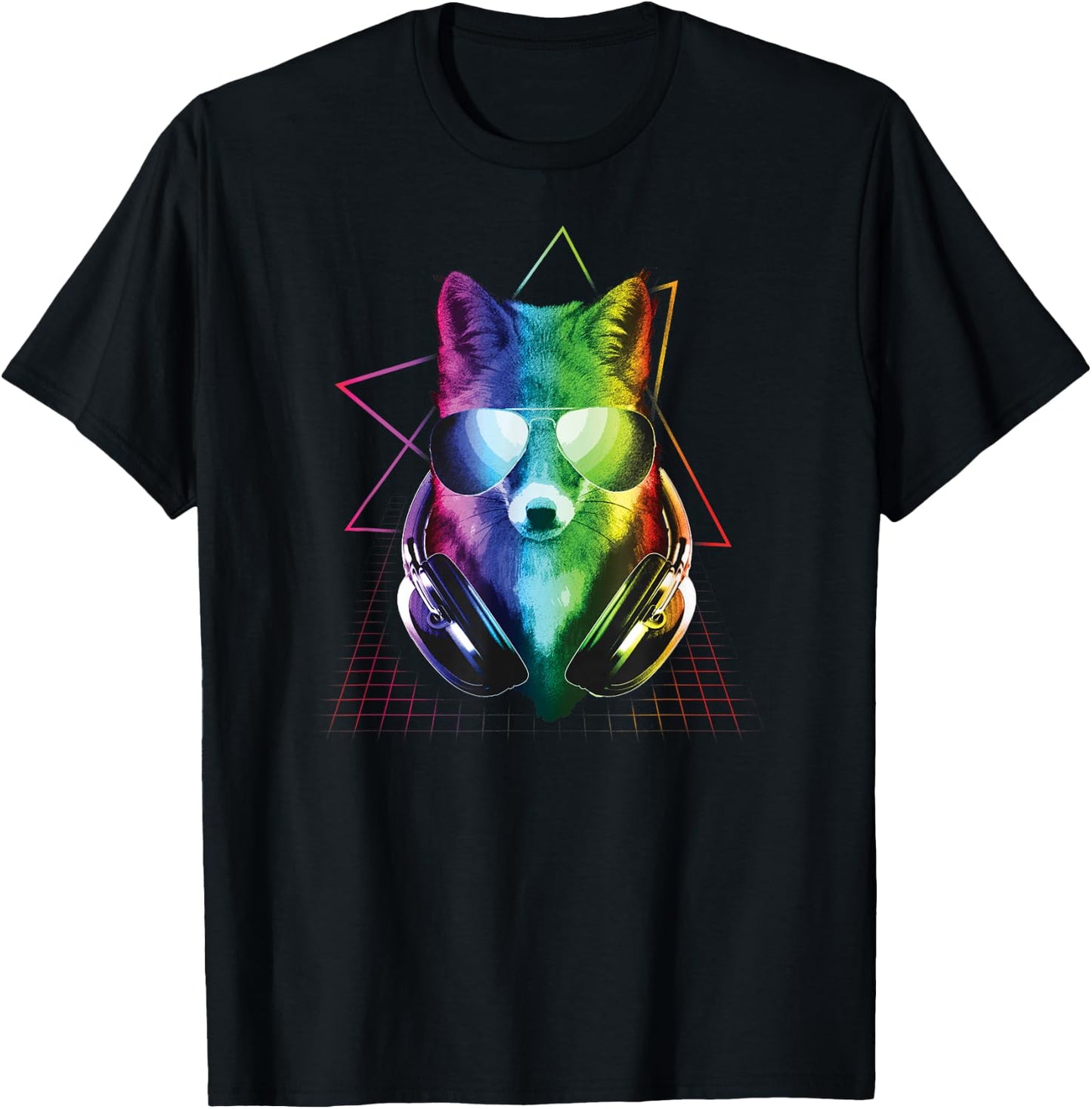 Fox Shirt, DJ Music Rave Shirt, Fox Art T-Shirt - T-Shirt | Black