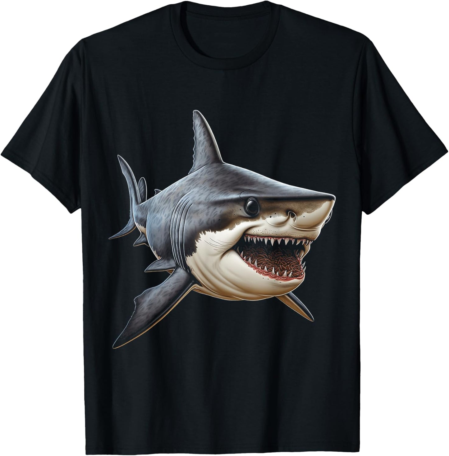 Shark Animal Motif Art Shark T-Shirt - T-Shirt | Black