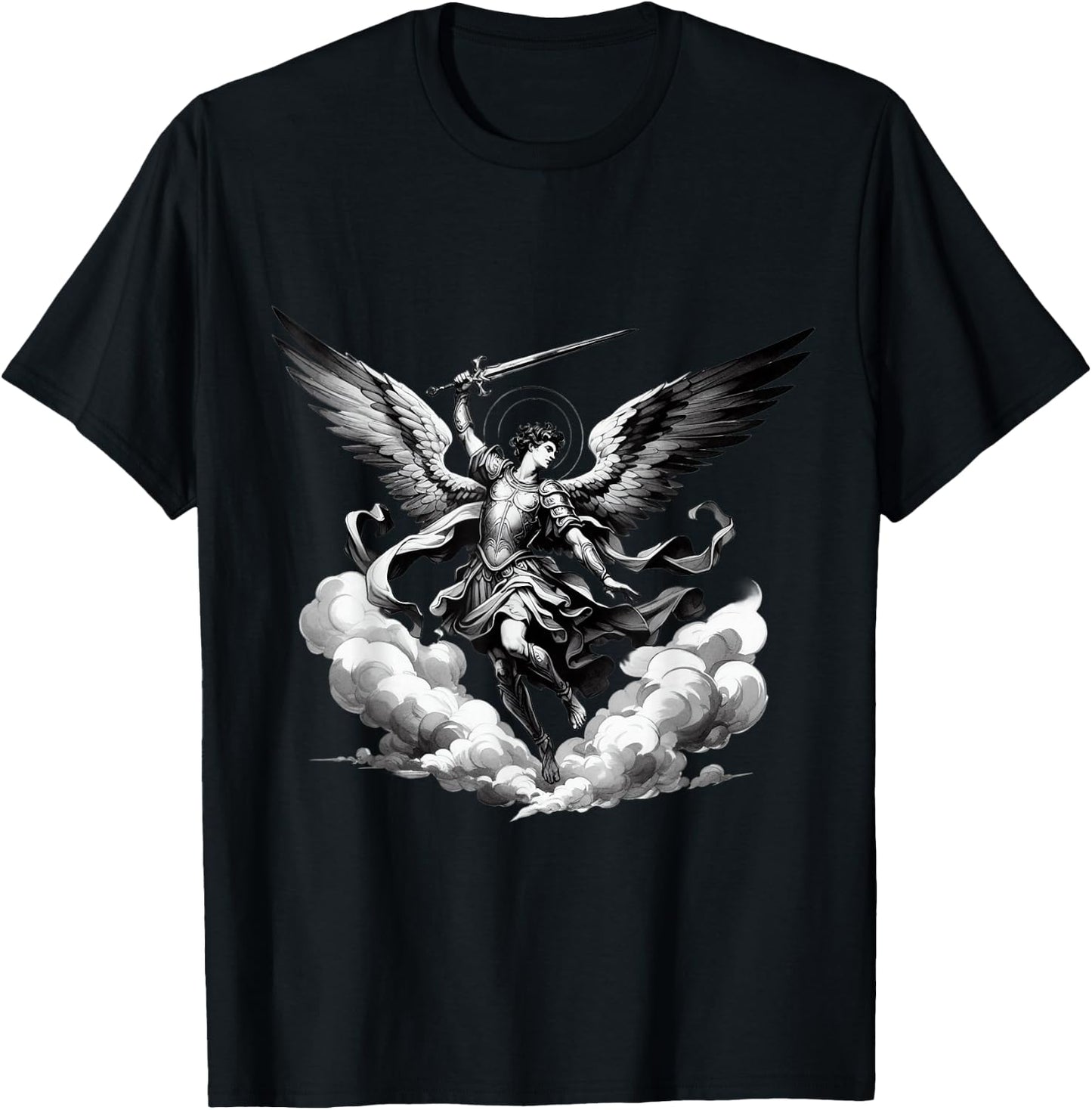 Saint Michael Archangel Catholic Angel Defend Us Christian T-Shirt - T-Shirt | Black
