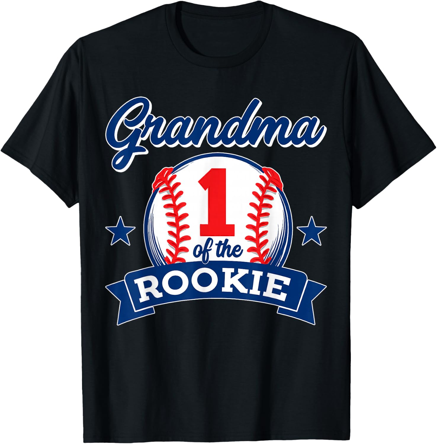 Grandma of Rookie 1st Birthday Baseball Theme Matching Party T-Shirt - T-Shirt | Black