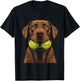 Funny Dog Biting Yellow Tennis Ball Dog T-Shirt - T-Shirt | Black