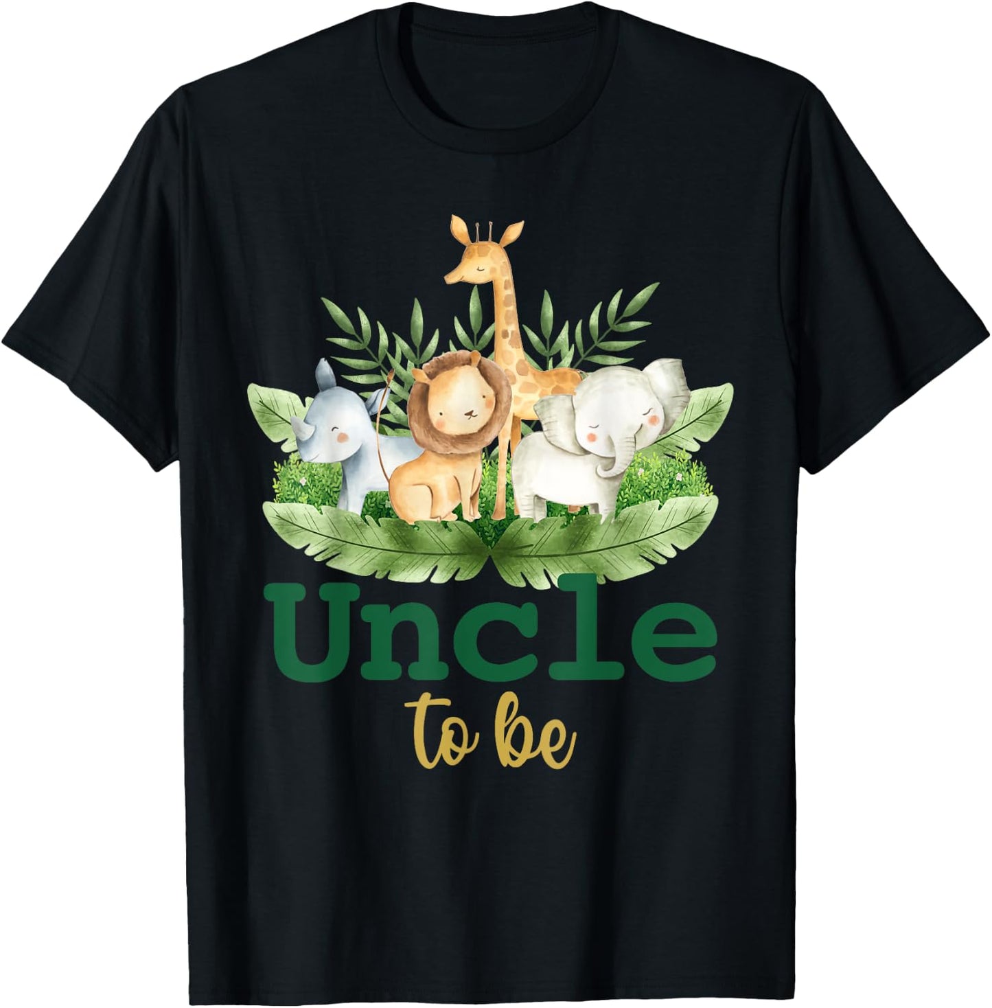 Soon To Be Uncle Jungle Animals Safari Baby Reveal T-Shirt - T-Shirt | Black