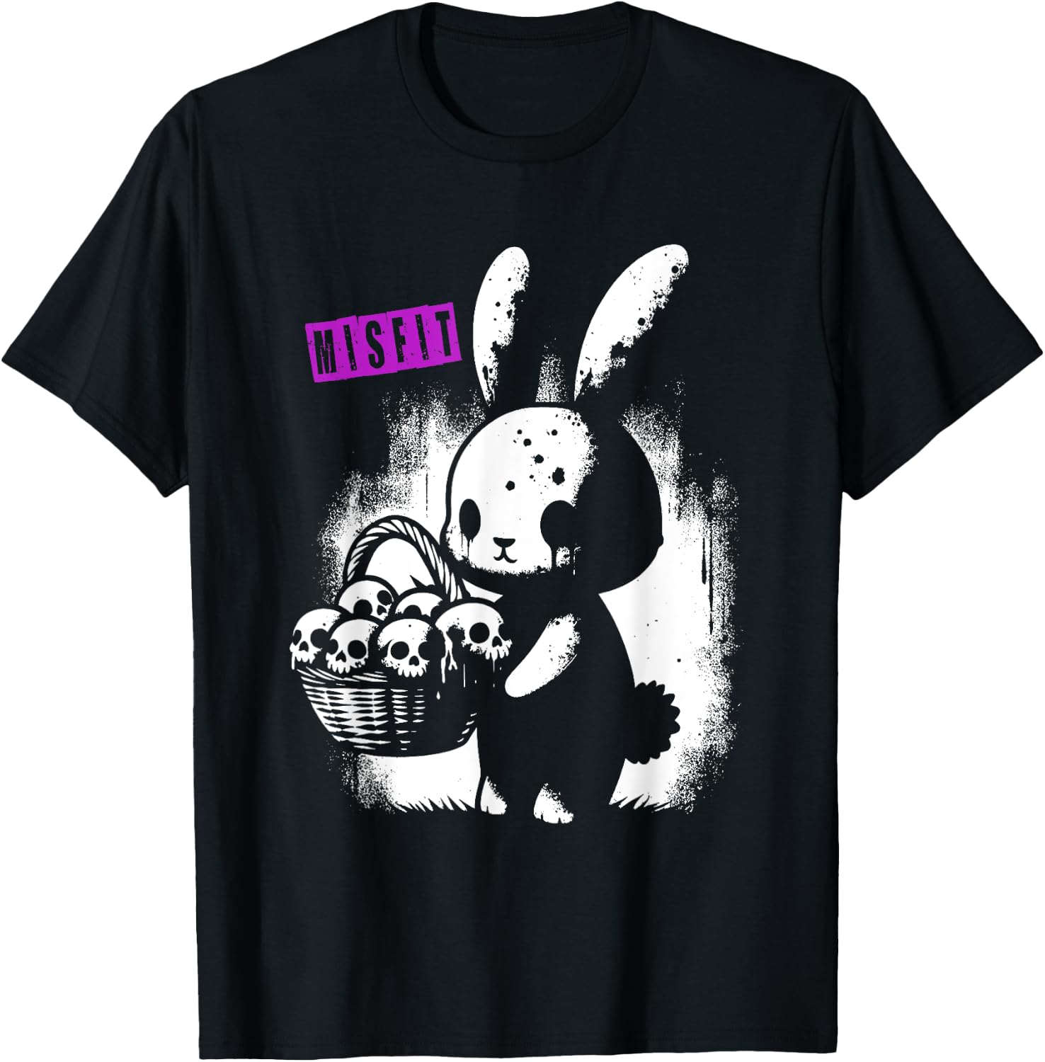 Zombie Bunny With Skull Basket - Cute Creepy Halloween Lover T-Shirt - T-Shirt | Black
