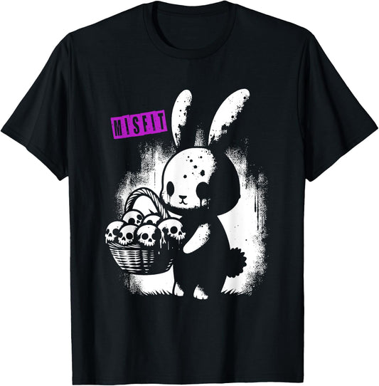 Zombie Bunny With Skull Basket - Cute Creepy Halloween Lover T-Shirt - T-Shirt | Black