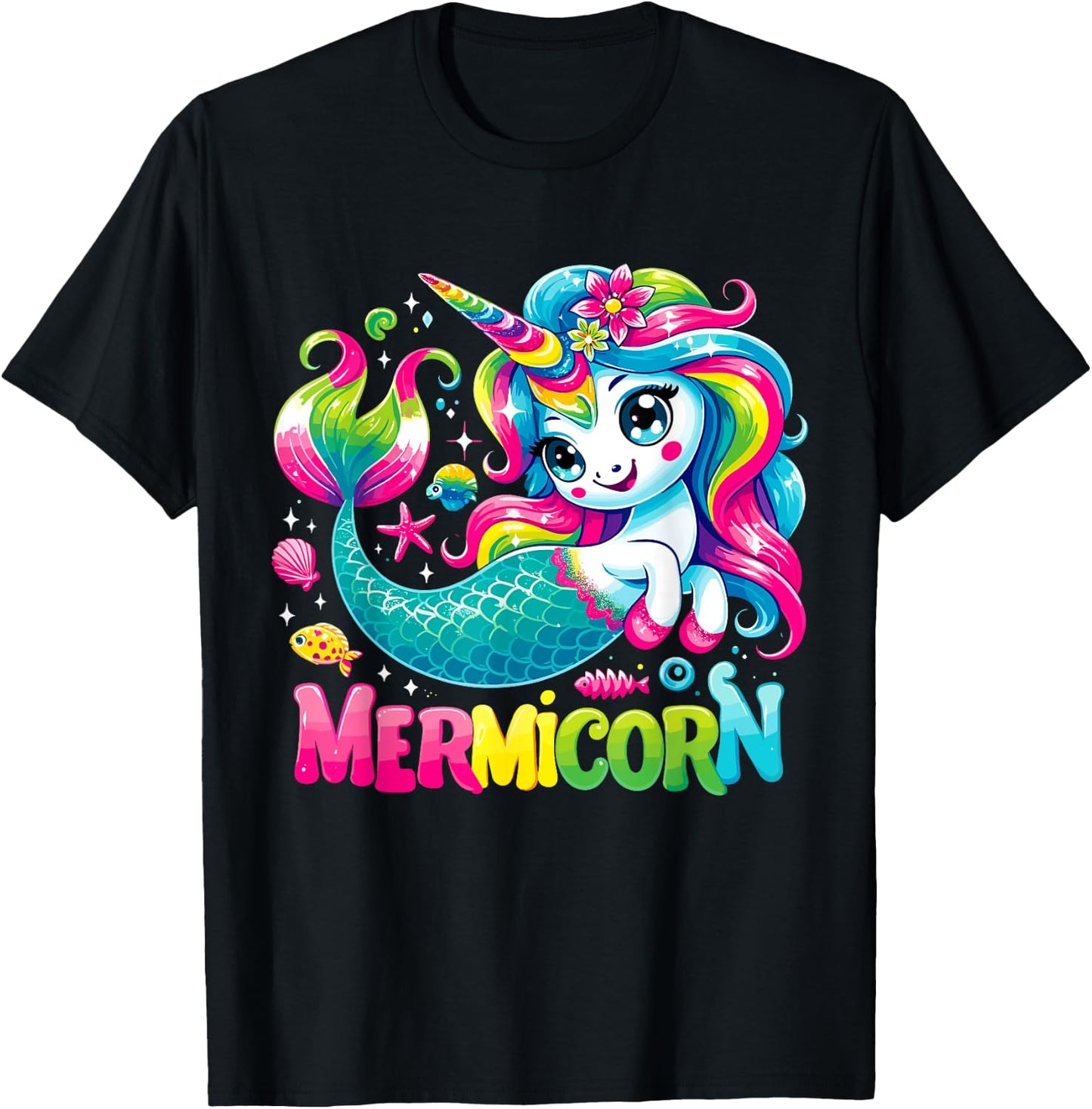 Unicorn Mermaid Mermicorn T-Shirt - T-Shirt | Black