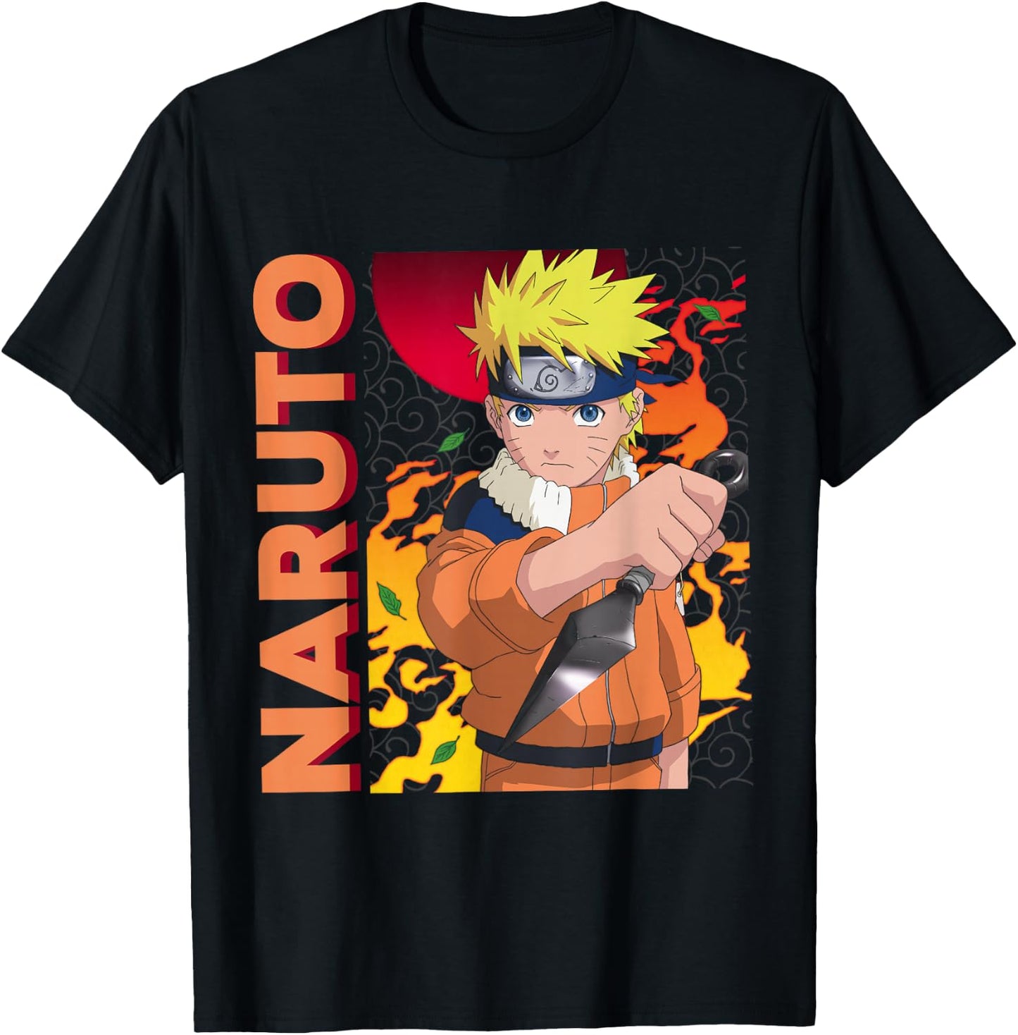 Naruto Main Character On Elemental Background T-Shirt - T-Shirt | Black